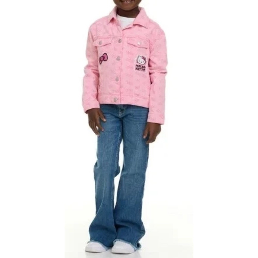 Hello‎ Kitty Girls Pink Denim Jacket Size 7/8